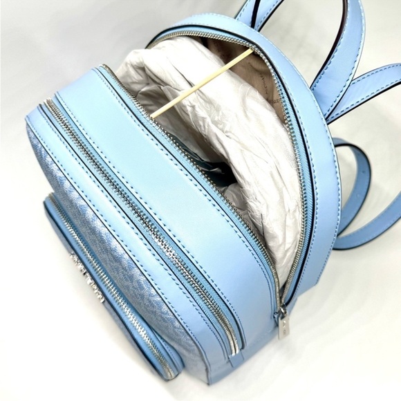 Michael Kors Jaycee Medium Ombré Signature Logo Backpack Light Sky Blue - Picture 7 of 11